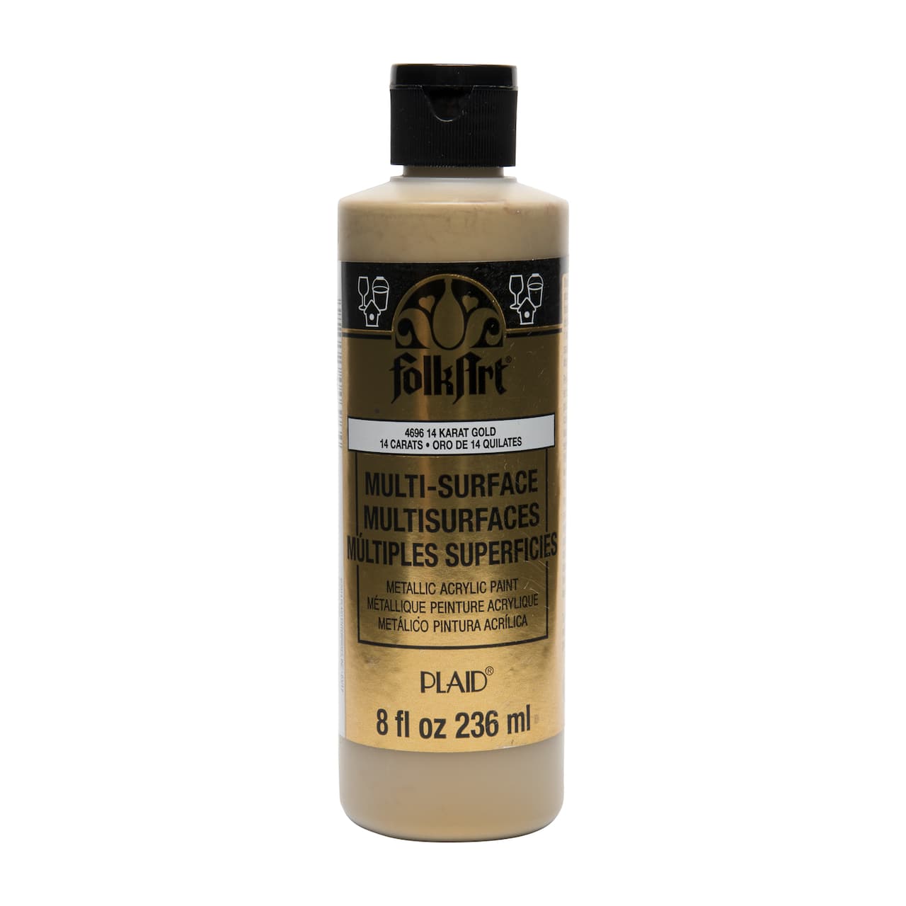6 Pack: FolkArt® 14 Karat Gold Multi-Surface Metallic Acrylic Paint, 8oz.